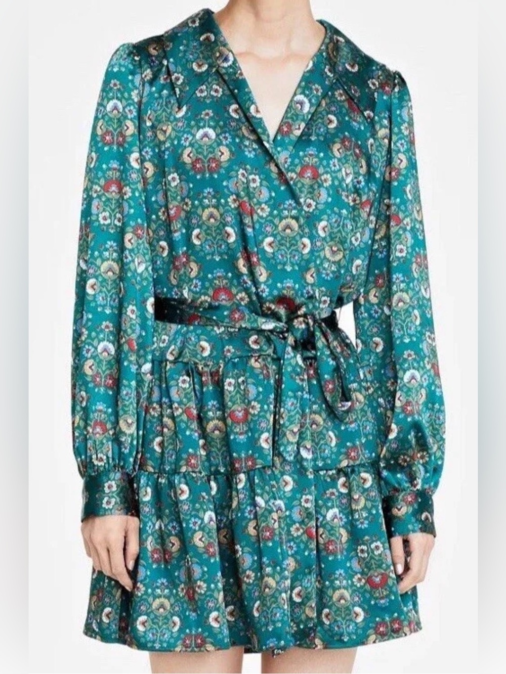 NWT On 34th size XXL Teal Floral Wrap Dress with Belt